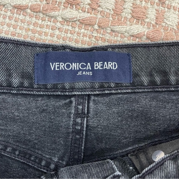 VERONICA BEARD Jeans Taylor Cropped Frayed High Rise Wide Leg in Ash Onyx Sz 29 - Picture 15 of 17